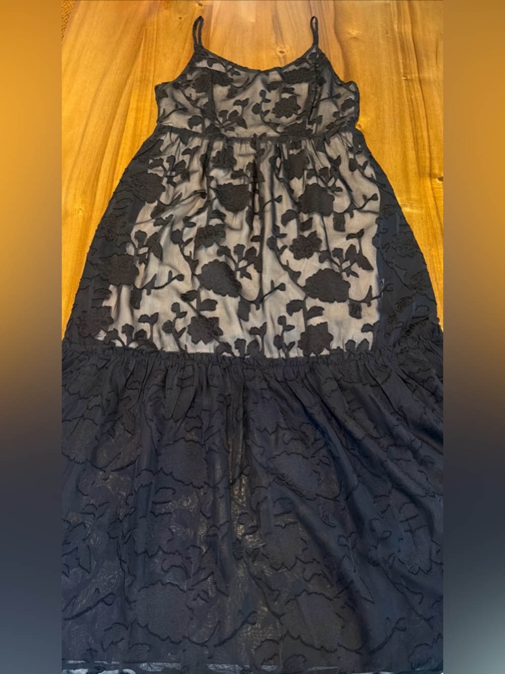 Cozy Co by Cozy Casual Black Floral Burnout Dress Sz L